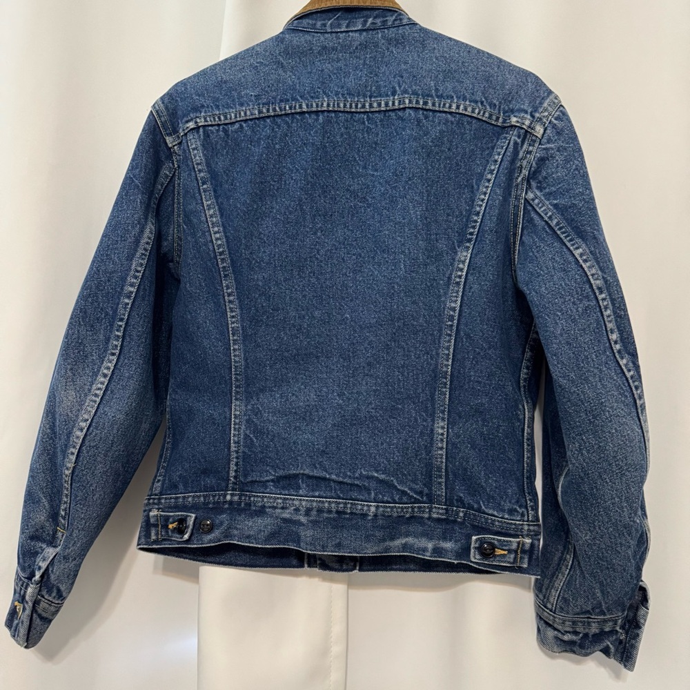 Vintage Lee Storm Rider Denim Jacket with Tan Corduroy Collar and Blanket Lined - Picture 6 of 16